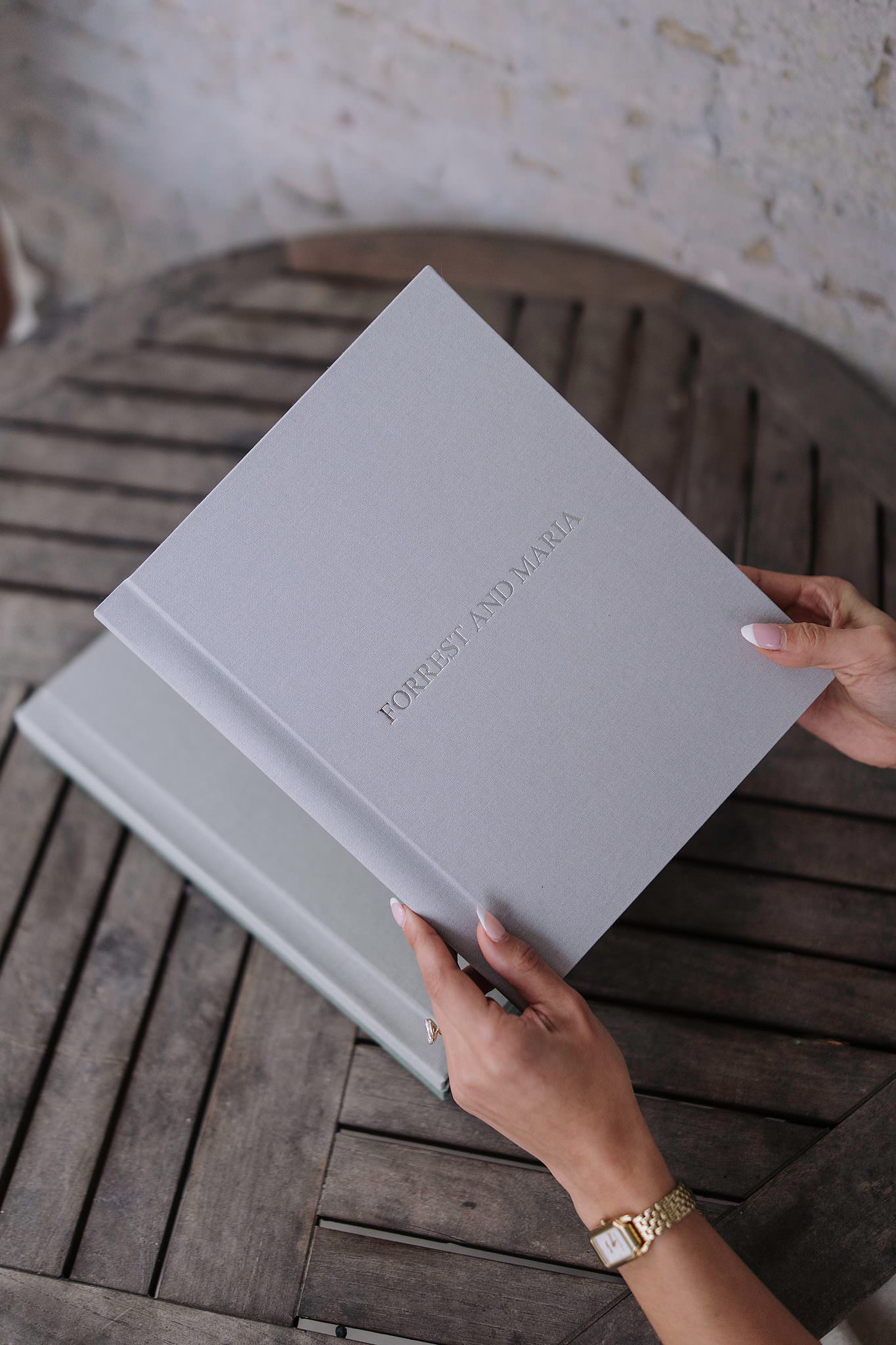 A Lite Album in Classic Linen with silver foil debossing